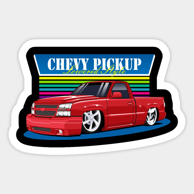 chevy truck lowered style Sticker by masjestudio